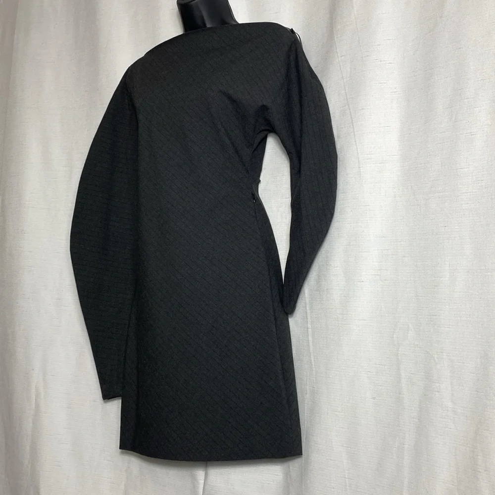 Zara Striped Gray Mini Dress Long Sleeves Size S